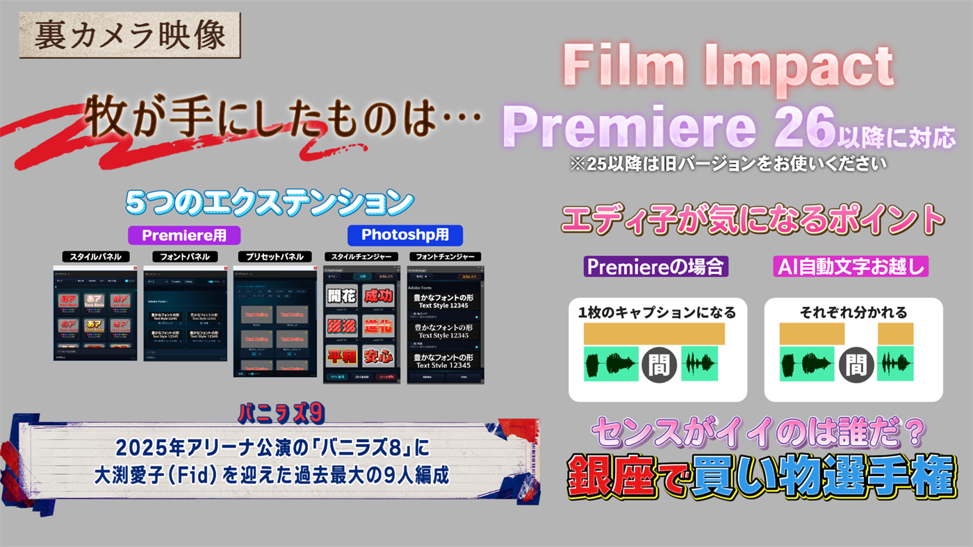 ES テロップステーションで作ったテロップを並べた一覧
